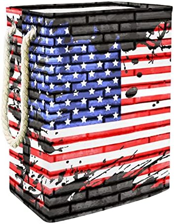 DEYYA Vízálló Szennyes Kosarat Magas, Erős Összecsukható Amerikai Zászlót Tégla Fal Nyomtatási Gátolják