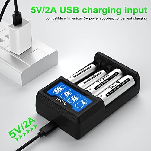 SUKAI 4 Bay AA AAA Akkumulátor Töltő, USB nagysebességű Töltés, Független, Nyílás, a Ni-MH, Ni-CD, Újratölthető