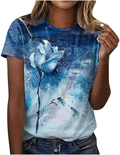 Női Sleeve Csónak Nyakú Pamut Grafikus Nyomtatott Virágos Társalgó Felső Tshirt Női Nyári Őszi 8R 8R