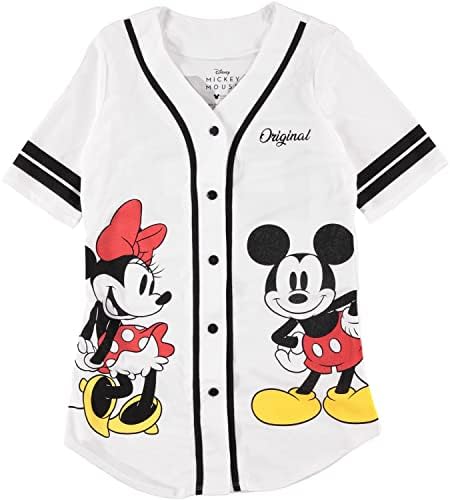 Disney Női Mickey Egér Divat Póló - Mickey & Minnie Egér Baseball Jersey Mickey Egér Gomb-Le Baseball