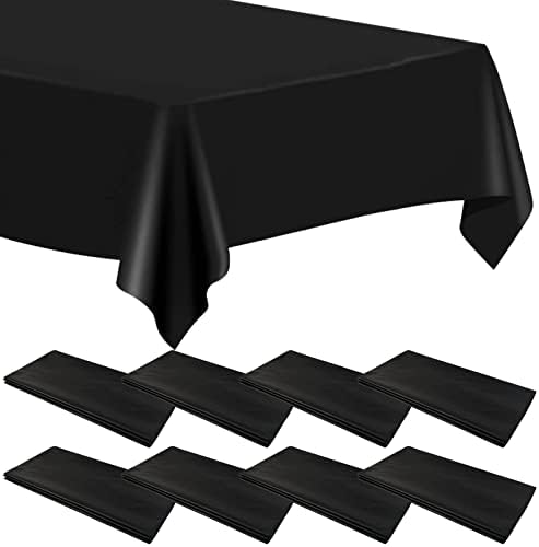 24pcs Fekete Műanyag Terítő a Felek | 54 x 72 | Eldobható asztalterítő a Téglalap Asztal | Vízálló Fekete