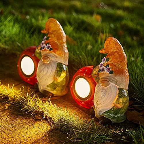 2 Csomag Napenergia Gnome Lámpák, Kerti Gyanta LED Reflektor Kültéri Út Udvaron, Napenergia Vízálló Díszítő
