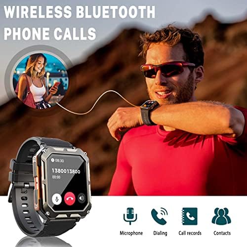 FILIEKEU Katonai Szabadtéri Sportok Smartwatch Férfiak Bluetooth Hívás Ip68 Vízálló Fitness Órák pulzusszám,