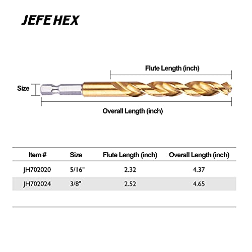 JEFE HEX 3/8 - Os Hex Szár Titán Bevonat Twist Fúró Bit, 135 Fokos Könnyű Vágni Split Point Fúró Bit (Csomag