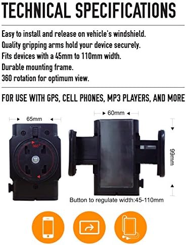 DP Audio Video Szélvédő Szívó Mount Hordozható GPS (Fekete)