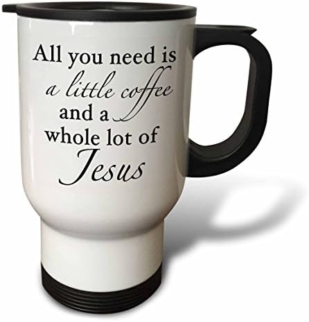 3dRose Minden amire Szükséged van egy Kis Kávét, egy Egész Csomó Jézus Fekete Bögre, 14 oz, Fehér