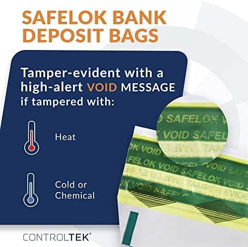 CONTROLTEK SafeLOK lezárható Pecsét Készpénz Befizetési Zsákok - Pénz, Táska, Egyedi Sorozatszám, - Biztonsági