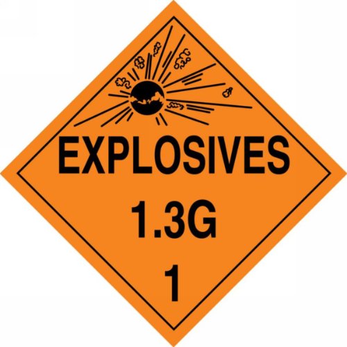 Accuform MPL122VS25 Öntapadó Vinil Veszélyességi Osztály 1/Osztály 3G DOT Plakát, LegendaRobbanóanyagok