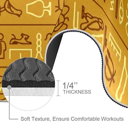 Siebzeh Egyiptomi Hieroglifikus Sárga Prémium Vastag Jóga Szőnyeg Környezetbarát Gumi Health&Fitness Csúszásmentes