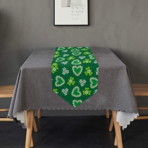 WIHVE asztali Futó 90 cm Hosszú, a St. Patrick Napi Táblázat Tunner Zöld Lóhere Virág Kétoldalas Poliészter