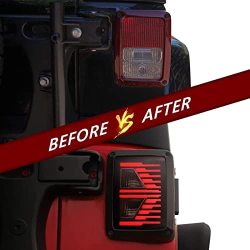 DKMGHT LED-es hátsó Lámpák a Jeep Wrangler JK JKU 2007-2018, [DOT Aproved] [Füstölt Lencse] [Plug n Play]