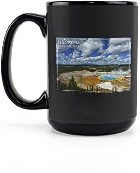 Lámpás Nyomja meg a Yellowstone Nemzeti Park Grand Prizma Medence (15oz Fekete Kerámia Kávés Bögre Tea,
