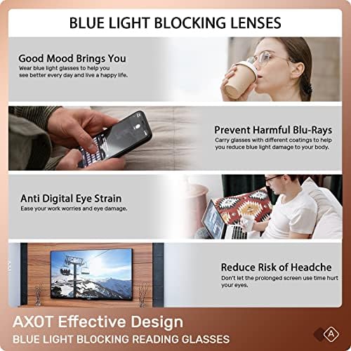 Axot 6 Pack Olvasó Szemüveg Kék Fény Blokkolja a Nők/Férfiak, Számítógépes Szemüveg Nem Vényköteles Divat