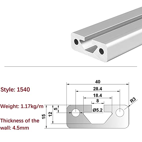 Mssoomm 2 Csomag 1540 Alumínium Extrudált Profil, Hossz 86.61 inch / 2200mm Ezüst, 15 x 40mm 15 Sorozat