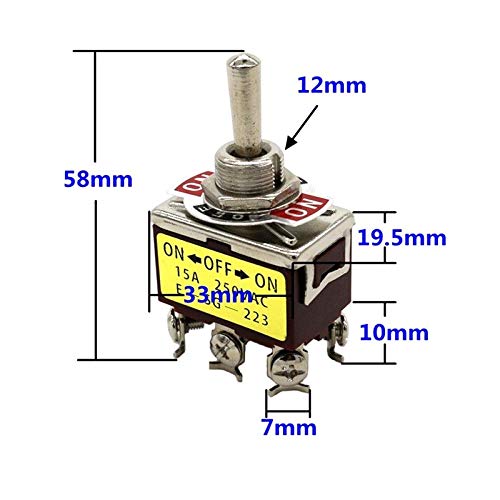 FGS12-223 átlyukasztani Átmérő 12 mm 6 pin-kód (A) - Off - (ON) DPDT 3 Pozíció Reset Kapcsoló Kapcsoló