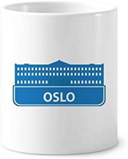 Oslo, Norvégia Kék Mérföldkő Minta Fogkefe Tolltartó Bögre, Kerámia Állni Ceruzatartó