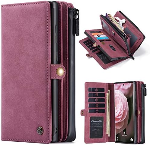 CaseMe Galaxy Note 20 Ultra bőrtok, Multi-Funkcionális Flip Tok Cipzárral Nagy Wallet Pénztárca Bőr tok