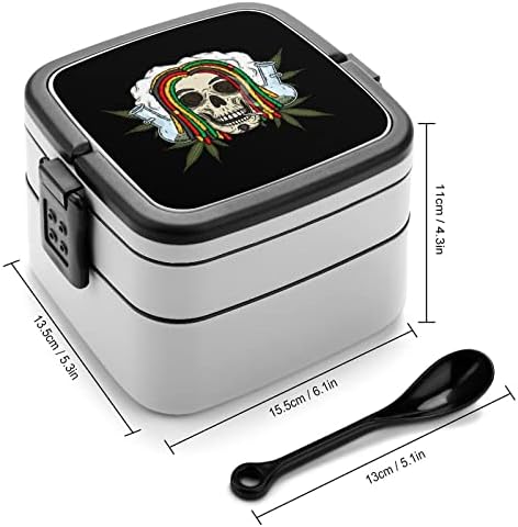 Fű Koponya Ebédet Hordozható Double-Layer Bento Box Nagy Kapacitású Ebéd Tartály Élelmiszer-Tartály Kanál
