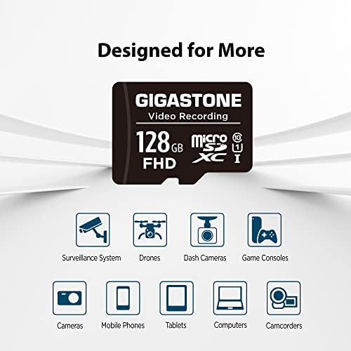Gigastone 128GB 5-Pack Micro SD Kártya, 4K Videó Pro, GoPro, Megfigyelő, Biztonsági Kamera Akció Kamera,