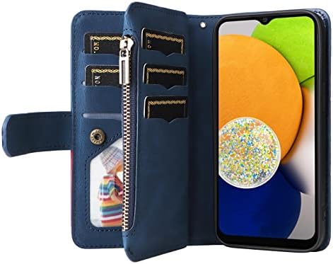 Védő Flip Esetekben Kompatibilis a Samsung Galaxy A03 Kilenc Kártya Cipzáras Tárca az Esetben Jogosult