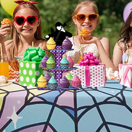 Szerda Party Dekoráció Cupcake Jogosultja Desszert Cupcake-Torony Kijelző, 3-Rétegű, Szerda Addams Csésze