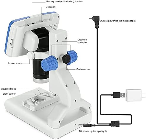 ZHYH 200X Digitális Mikroszkóp 5 Kijelző Videó Mikroszkópot, elektronmikroszkópot Jelen Tudományos Biológia
