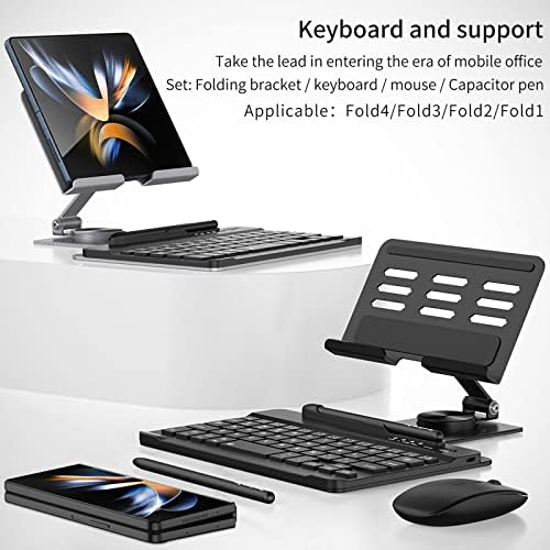 MÁRKA SET Z Fold 4 Állni, Összecsukható 360 ° - Os Forgó Tabletta & Telefon készenléti, [Bluetooth Billentyűzet+Összecsukható
