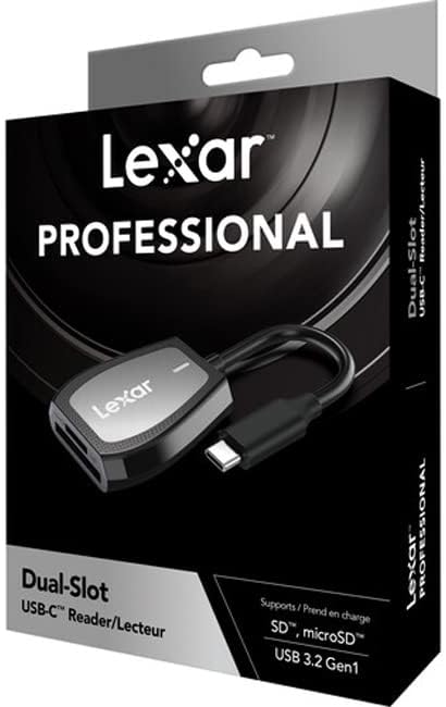 Lexar LRW470U-RNHNU Pro USB-C Dual-Slot Olvasó Csomag 32 gb-os, Nagy Teljesítményű 800x UHS-én SDHC Memória