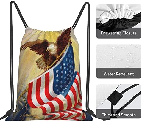 ASEELO Amerikai Usa Zászló Sas Művészeti Húzózsinórral Hátizsák Vízálló String Táska Sport Sackpack Tornaterem