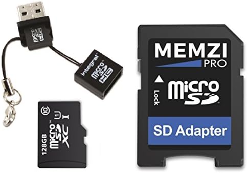 MEMZI PRO 128 GB Class 10 80MB/s Micro SDXC Memória Kártya SD Adapterrel, valamint a Micro USB Olvasó