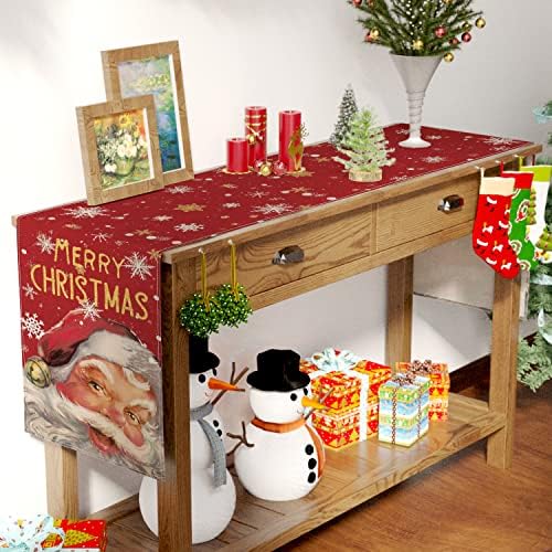 Siilues Karácsonyi asztali Futó, Piros Mikulás Dekoráció Karácsonyi Futó asztali Szezonális Hópehely Téli