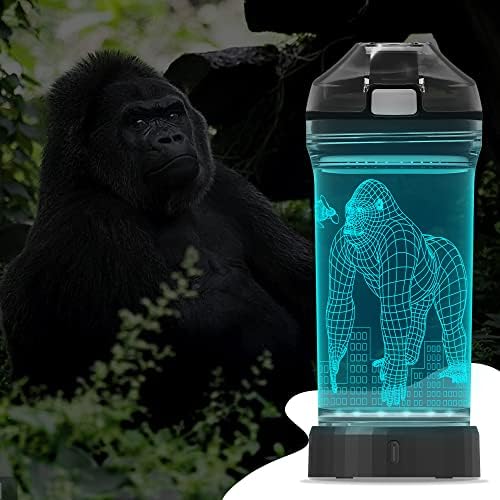 Világít a Gyerekek Üveg Vizet 3D Gorilla Gorilla Design - 14 OZ BPA Mentes Tritan Környezetbarát - Iszik