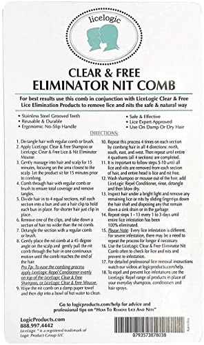 2 CSOMAG LiceLogic Eliminator Tetű Fésű/Nit Comb, Professzionális Minőségű Rozsdamentes Acél Fém Fogak
