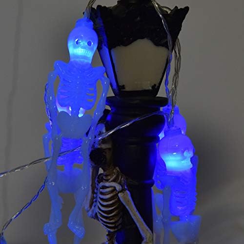 amadecohome 15 LED-es Halloween Koponya String Fények, 8 Módok Tündér Lámpák Távoli, Akkumulátoros Halloween