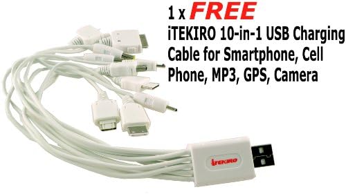 iTEKIRO Fali DC Autó Akkumulátor Töltő Készlet Fujifilm pro + iTEKIRO 10-in-1 USB Töltő Kábel
